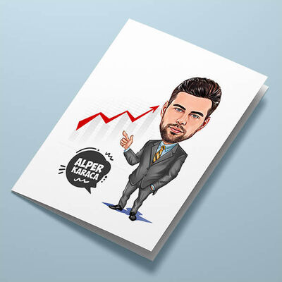İktisatçı Erkek Karikatürlü Tebrik Kartı - 1
