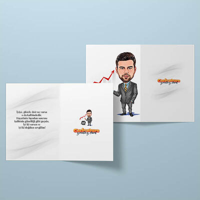 İktisatçı Erkek Karikatürlü Tebrik Kartı - 2