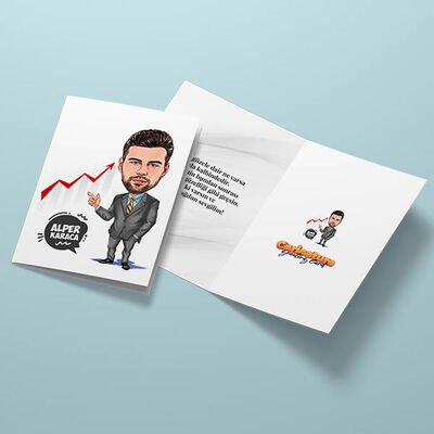 İktisatçı Erkek Karikatürlü Tebrik Kartı - 3