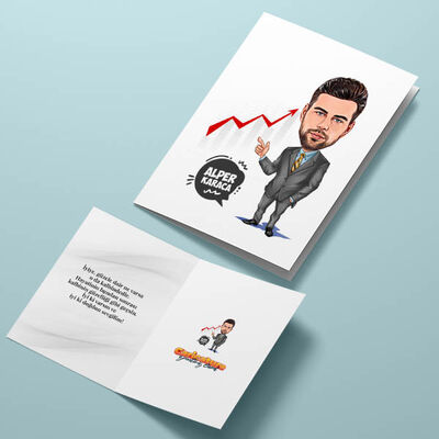 İktisatçı Erkek Karikatürlü Tebrik Kartı - 4