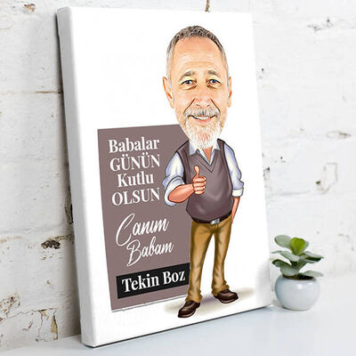 İlham Kaynağım Babam Karikatürlü Kanvas Tablo - 1