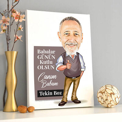 İlham Kaynağım Babam Karikatürlü Kanvas Tablo - 2