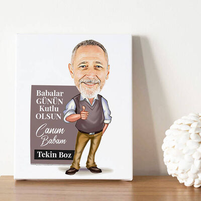 İlham Kaynağım Babam Karikatürlü Kanvas Tablo - 3