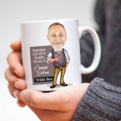 İlham Kaynağım Babam Karikatürlü Kupa Bardak - 1
