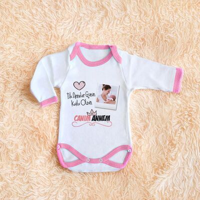 İlk Anneler Günü Temalı Fotoğraflı Kız Bebek Zıbını - 1