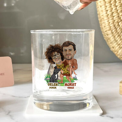 İlkel Aşıklar Karikatürlü Viski Kadehi - 3