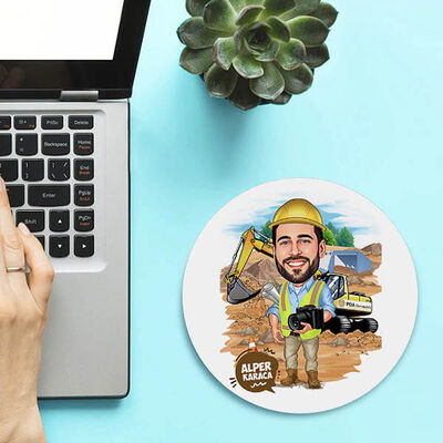 İnşaat Mühendisi Erkek Karikatürlü Mousepad - 1