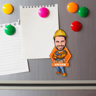 İnşaat Mühendisi Karikatürlü Buzdolabı Magneti - 1