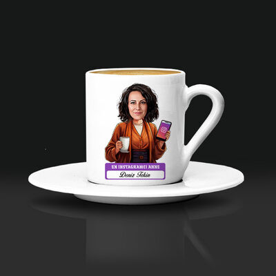 Instagramcı Anne Karikatürlü Kahve Fincanı - 3