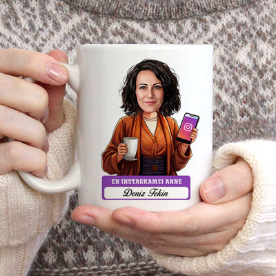 Instagramcı Anne Karikatürlü Kupa Bardak - 3