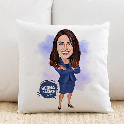 İş Kadını Kişiye Özel Karikatürlü Yastık - 1