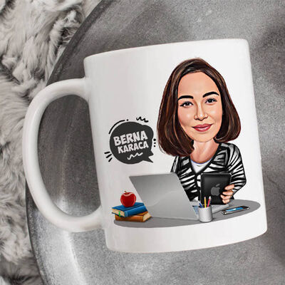 İş Kadını Tasarımlı Karikatürlü Bardak - 1