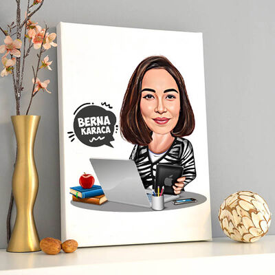 İş Kadını Tasarımlı Karikatürlü Tablo - 1