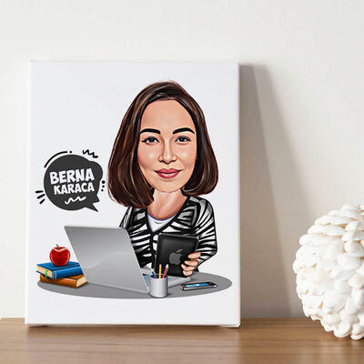 İş Kadını Tasarımlı Karikatürlü Tablo - 2