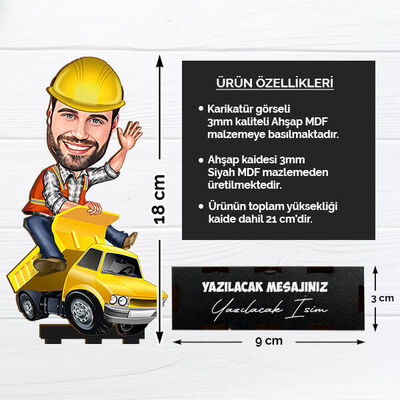 İş Kamyonuna Binmiş Erkek Karikatürlü Biblo - 2