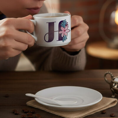 İsim Baş Harfli Kaşıklı Nescafe Fincanı - 1