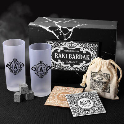 İsim Baş Harfli Zarif Rakı Bardağı Seti Hediye Kutusu - 1