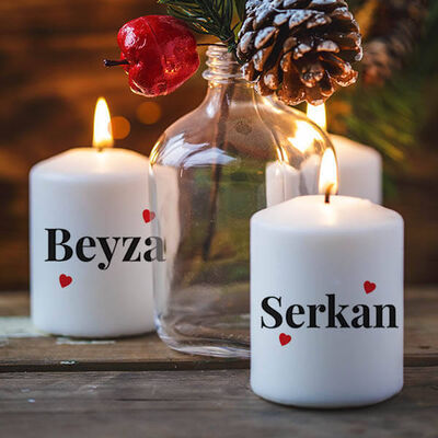 İsimlerinize Özel 2li Mum Seti - 1