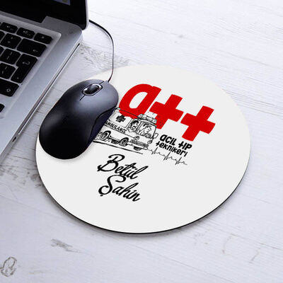 İsimli Acil Tıp Teknikeri Temalı Yuvarlak Mousepad - 1