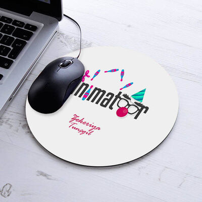 İsimli Animatör Temalı Yuvarlak Mousepad - 1
