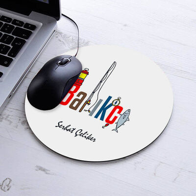 İsimli Balıkçı Temalı Yuvarlak Mousepad - 1