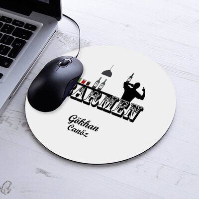 İsimli Barmen Temalı Yuvarlak Mousepad - 1