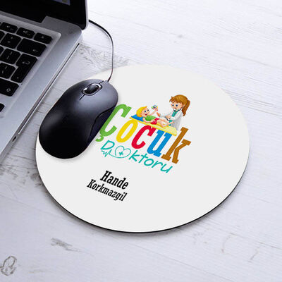 İsimli Çocuk Doktorlarına Özel Yuvarlak Mousepad - 1