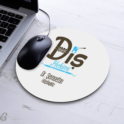 İsimli Diş Hekimi Temalı Yuvarlak Mousepad - 1