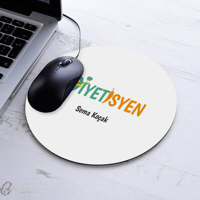 İsimli Diyetisyen Temalı Yuvarlak Mousepad - 1