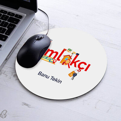 İsimli Emlakçılara Özel Yuvarlak Mousepad - 1