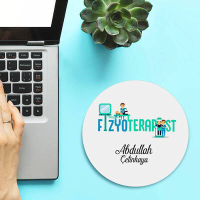 İsimli Fizyoterapistlere Özel Yuvarlak Mousepad - 1