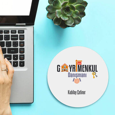 İsimli Gayrimenkul Danışmanları İçin Yuvarlak Mousepad - 1
