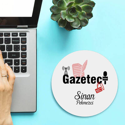 İsimli Gazeteciler İçin Yuvarlak Mousepad - 1