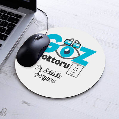 İsimli Göz Doktoru Temalı Yuvarlak Mousepad - 1