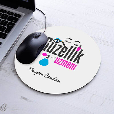 İsimli Güzellik Uzmanına Özel Yuvarlak Mousepad - 1