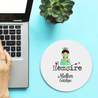 İsimli Hemşirelere Hediyelik Yuvarlak Mousepad - 1