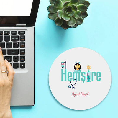 İsimli Hemşirelere Özel Yuvarlak Mousepad - 1