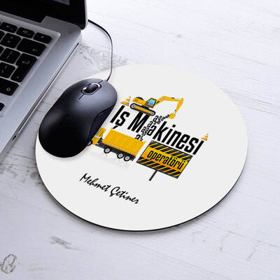 İsimli İş Makinesi Operatörü Yuvarlak Mousepad - 1