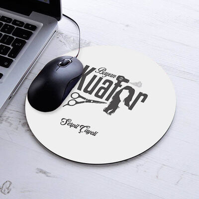 İsimli Kuaför Temalı Yuvarlak Mousepad - 1