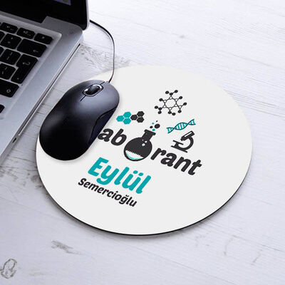 İsimli Laborant Temalı Yuvarlak Mousepad - 1