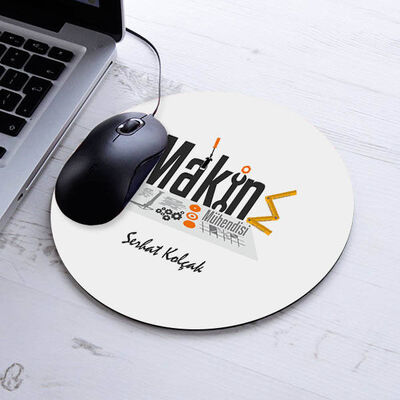 İsimli Makine Mühendisi Temalı Yuvarlak Mousepad - 1