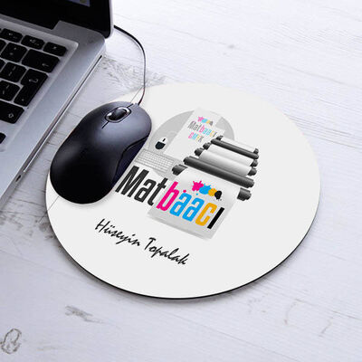 İsimli Matbaacı Temalı Yuvarlak Mousepad - 1