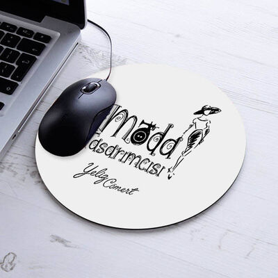 İsimli Moda Tasarımcısı Temalı Yuvarlak Mousepad - 1