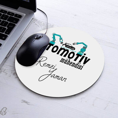 İsimli Otomotiv Mühendisi Temalı Yuvarlak Mousepad - 1