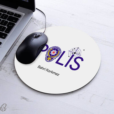 İsimli Polis Temalı Yuvarlak Mousepad - 1
