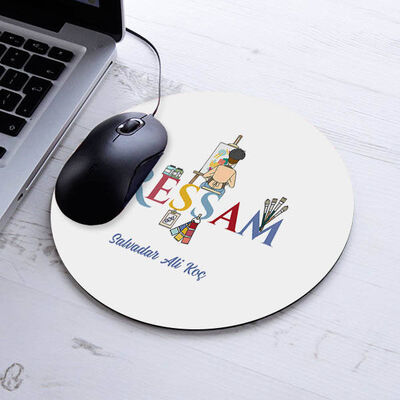 İsimli Ressamlara Özel Yuvarlak Mousepad - 1