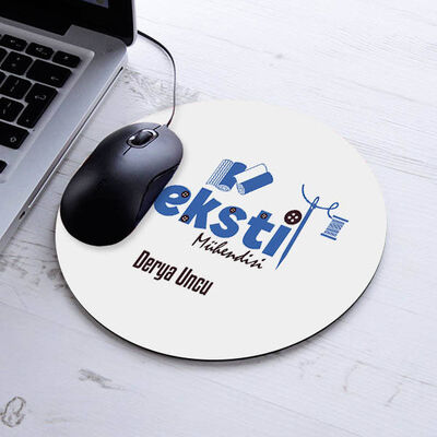 İsimli Tekstil Mühendisi Temalı Yuvarlak Mousepad - 1