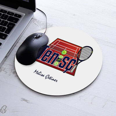 İsimli Tenisçi Temalı Yuvarlak Mousepad - 1