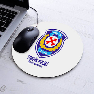 İsimli Trafik Polisi Temalı Yuvarlak Mousepad - 1