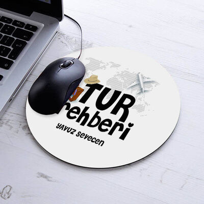 İsimli Tur Rehberi Temalı Yuvarlak Mousepad - 1